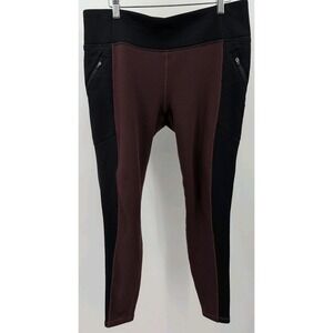 Athleta Fleece Lined Polartec Powerstretch Pants Black & Maroon Size L Outdoor
